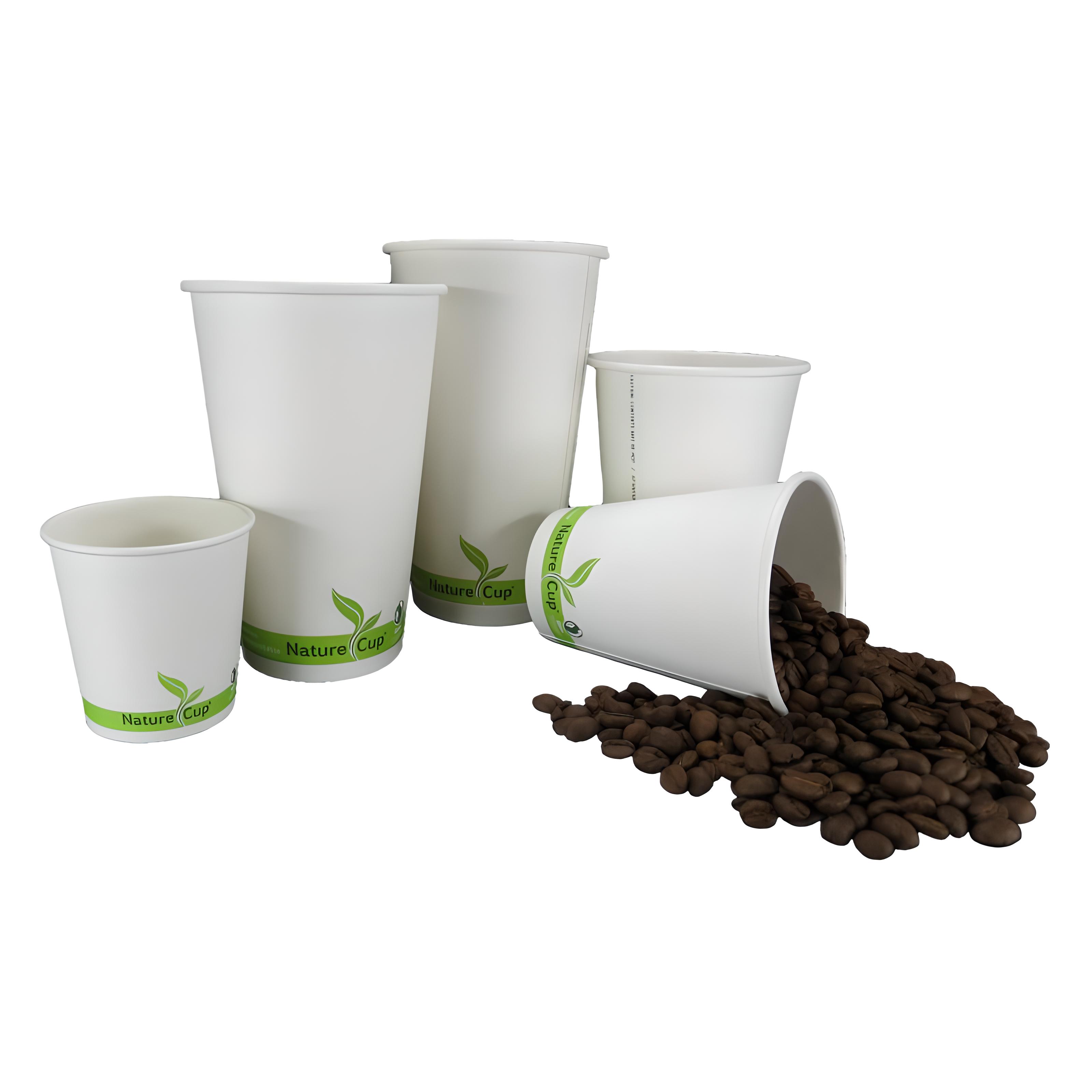 16oz Nature Cup PLA Lined, 100% Compostable Eco-Friendly Disposable Hot Beverage Paper Cups.