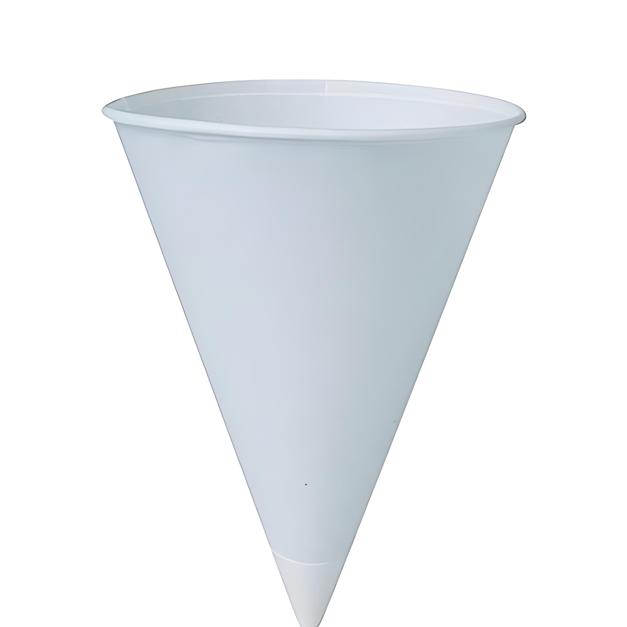4 oz W4F Genpack white disposable paper cone cups for cold water dispensers, 5000 count case.