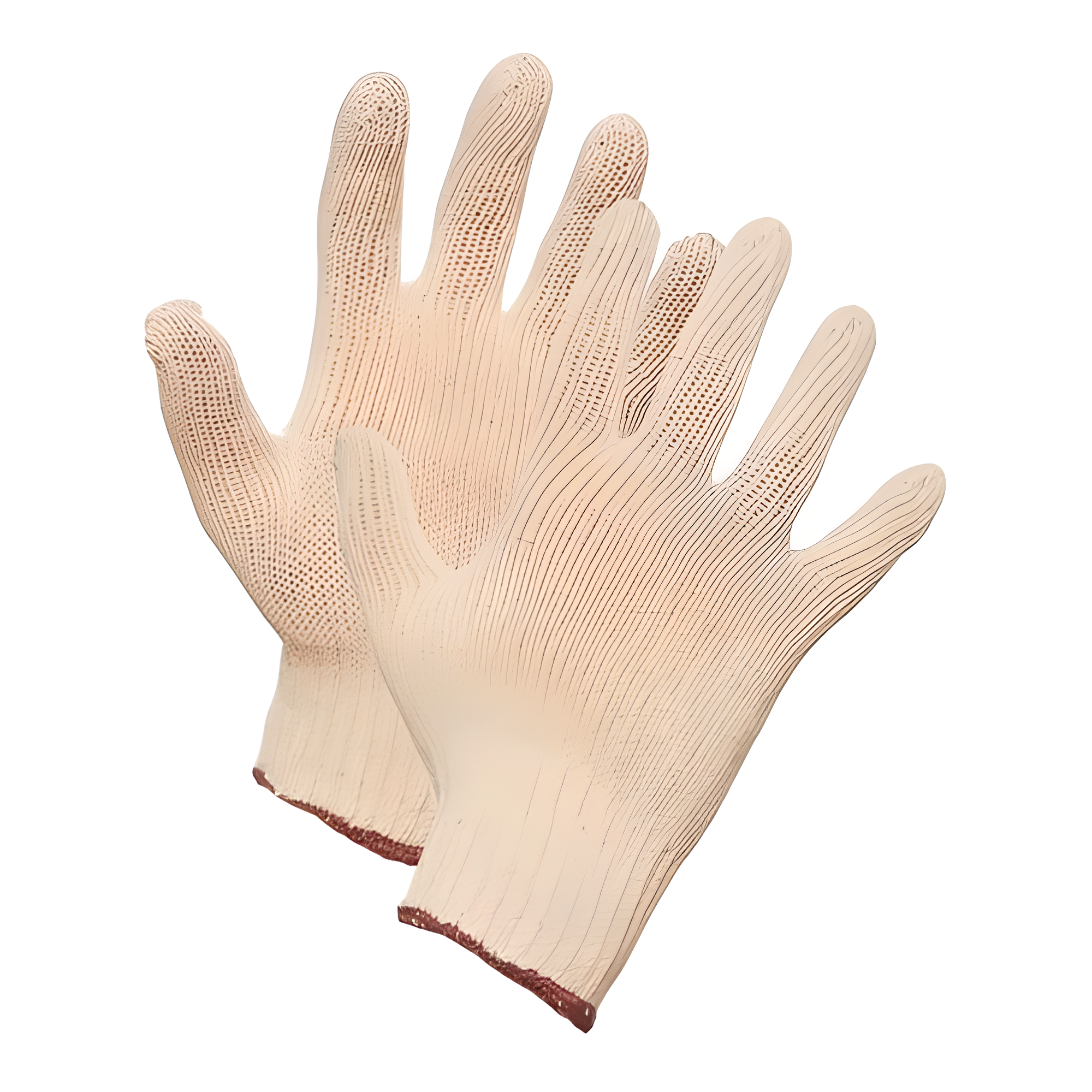 Large cotton Fisherman's knit gloves (12 pairs) model 004-01870-09 for industrial and general labor.