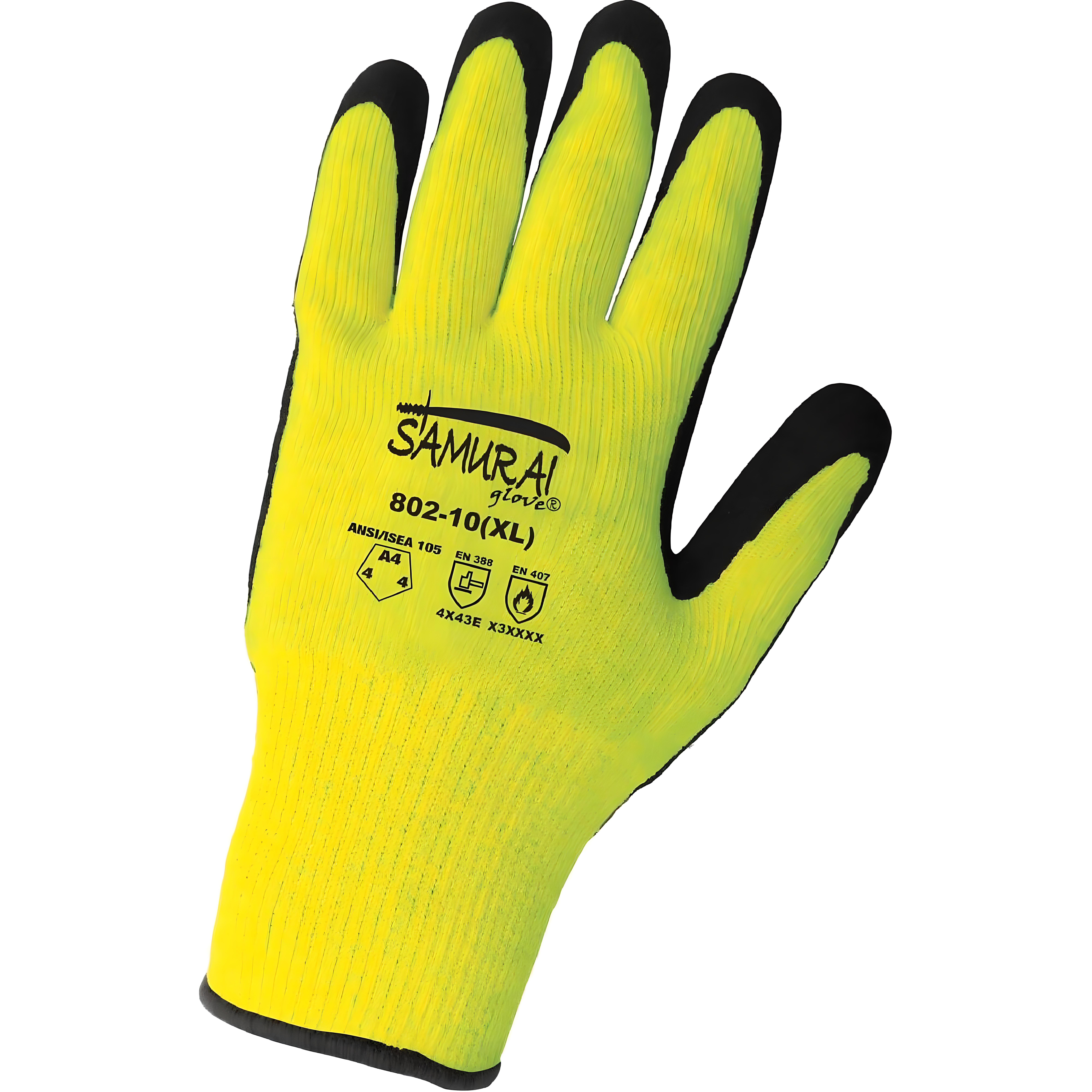 Large Samurai Heat Nitrile Coated Safety Gloves 12pk for high-temperature handling and abrasion protection.