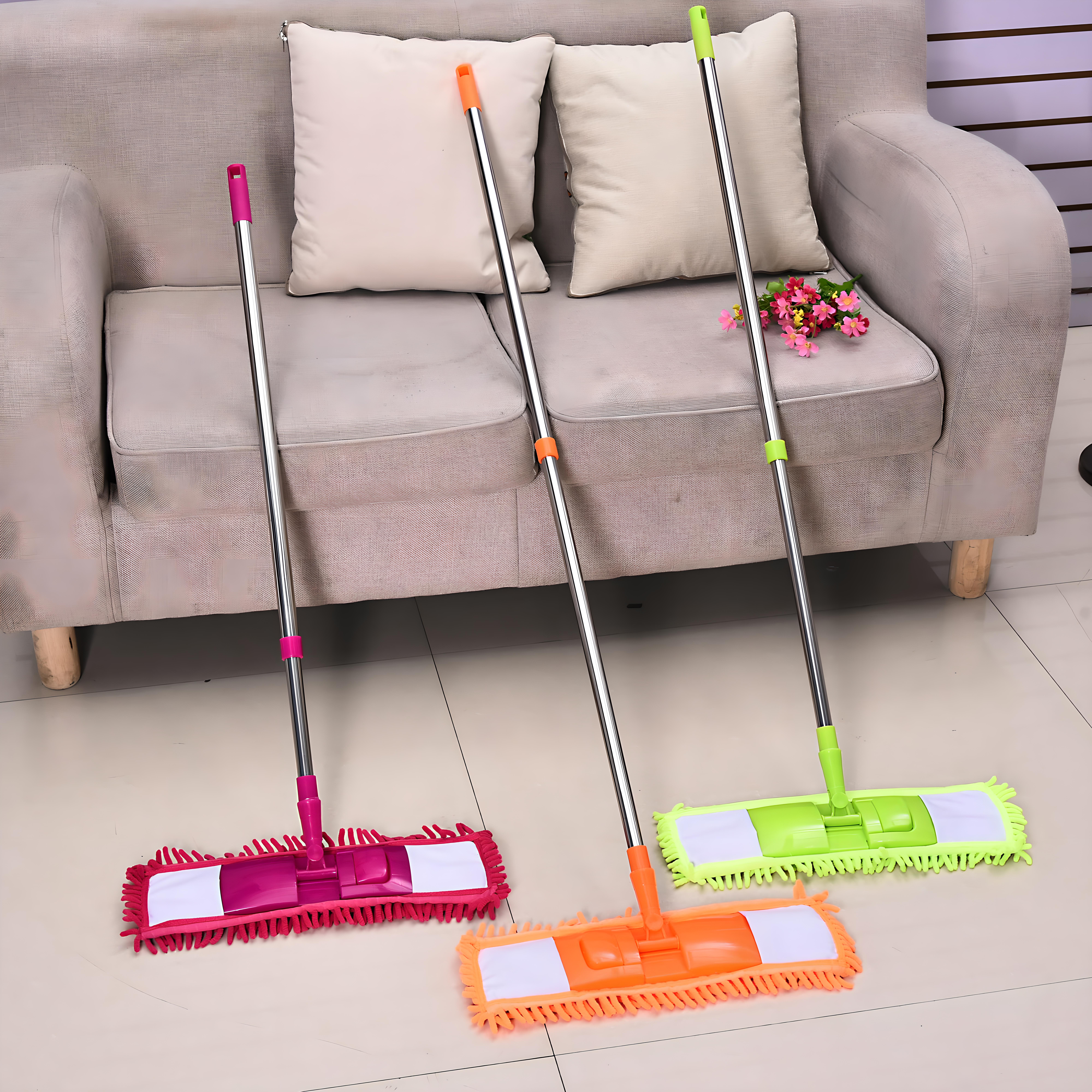 16-inch Trio Microfiber Flat Mop in gray and white for professional floor cleaning.