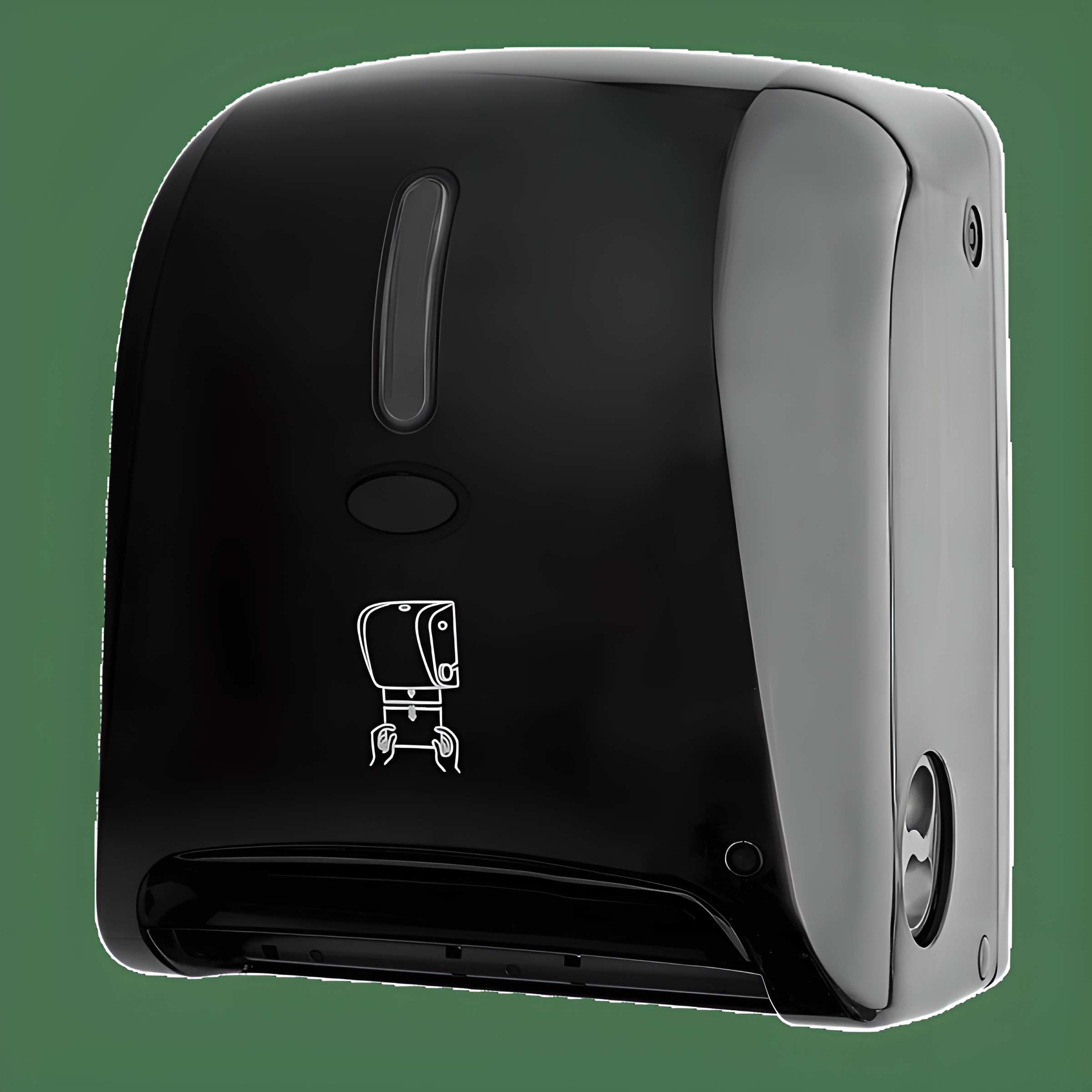 Black Draco Universal Autocut Hands-Free Paper Towel Dispenser for commercial restrooms.