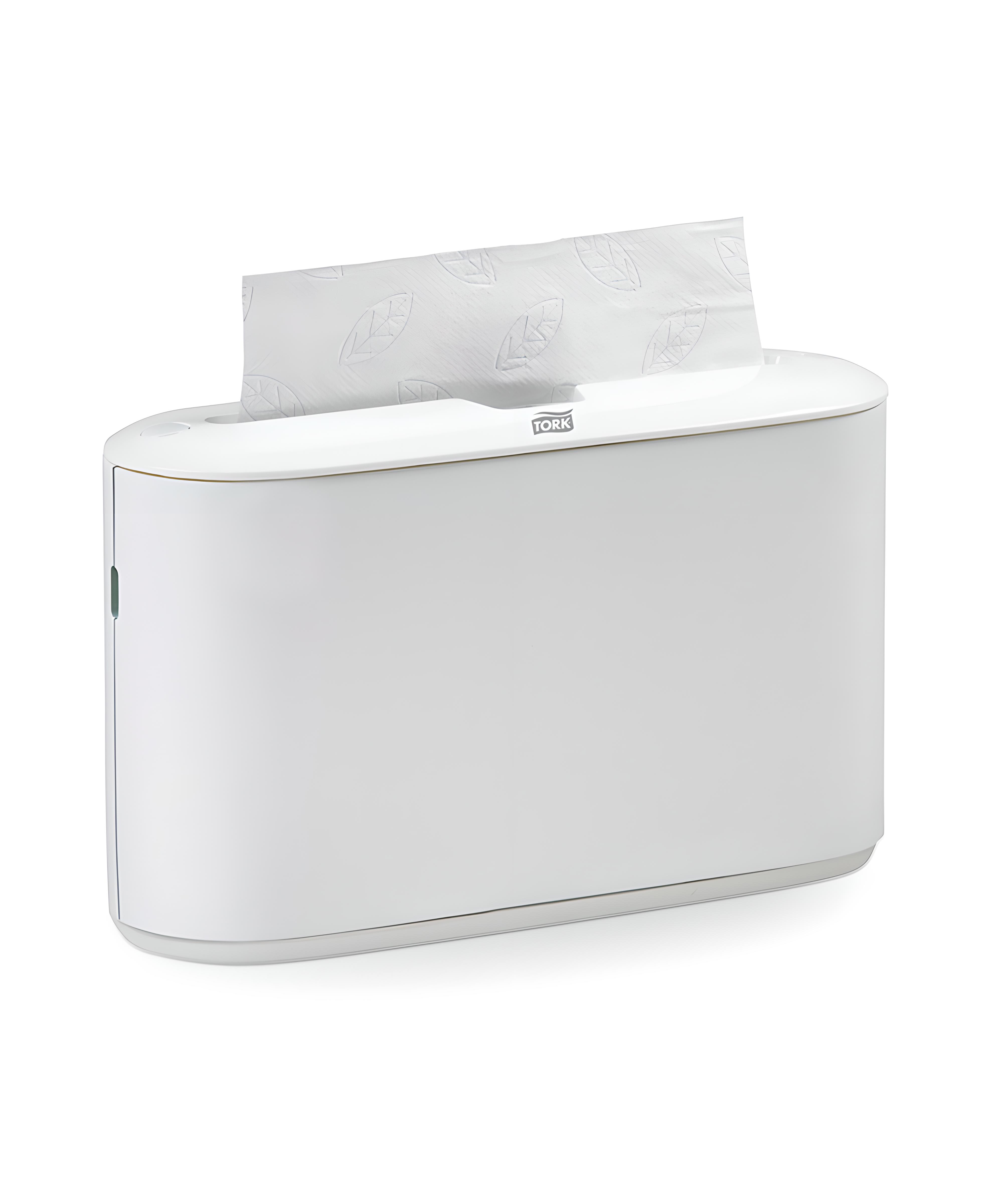 White Tork Xpress Countertop Multifold Hand Towel Dispenser (T302020-01), spring loaded, holds 250 sheets.