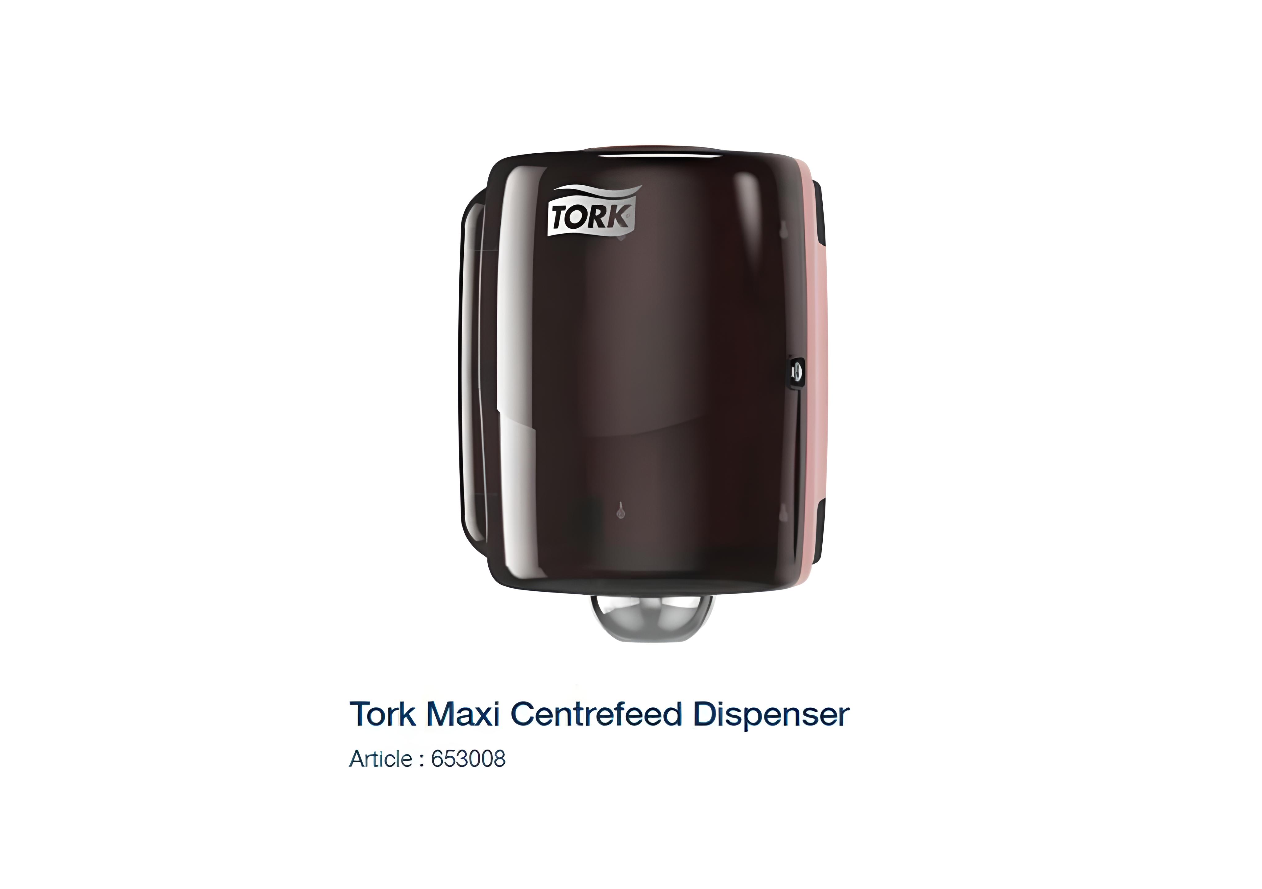 Tork-MB Maxi Barrel Centerpull Dispenser for high-capacity industrial wipers and commercial settings.