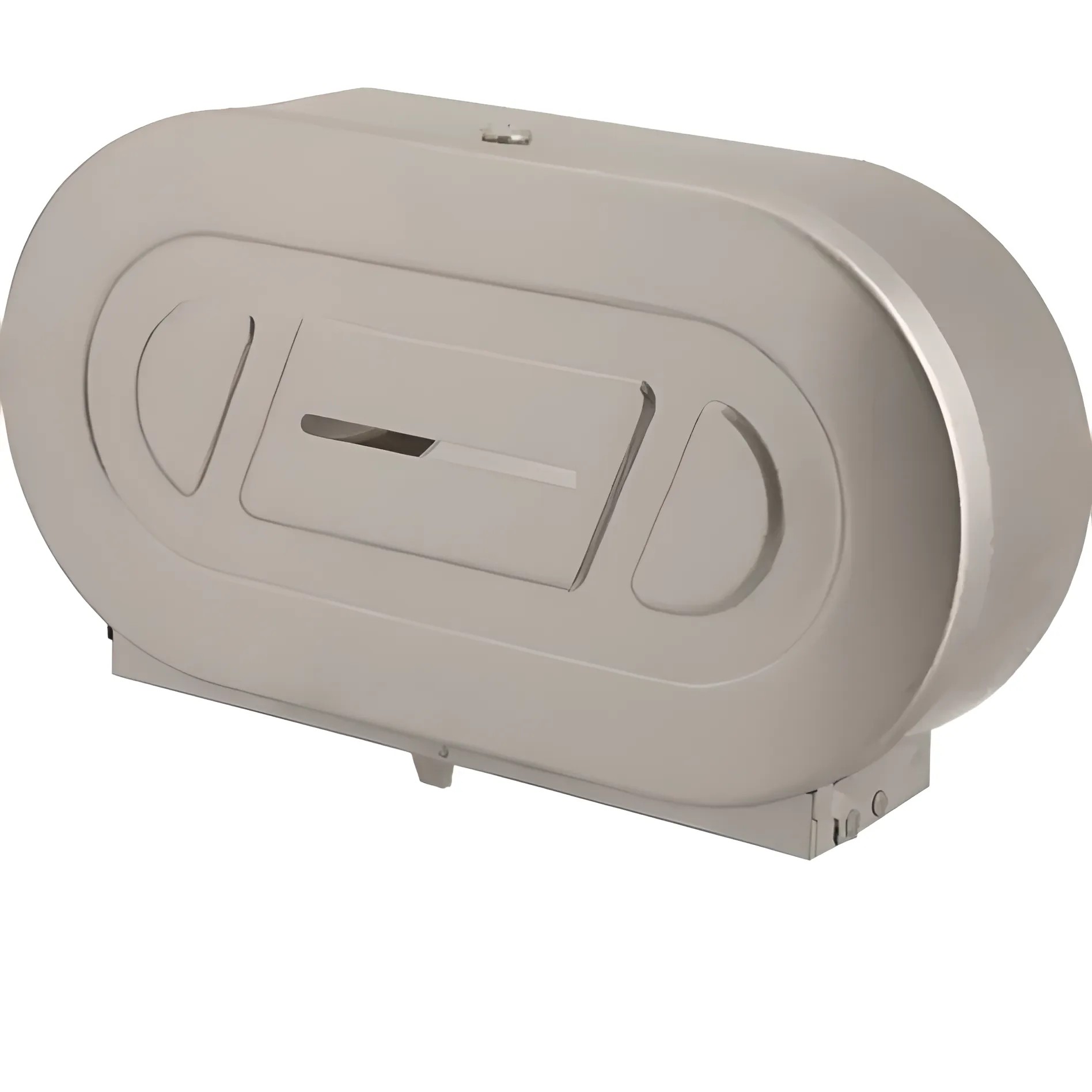 Umaek Twin Mini Jumbo TP Dispenser, high-capacity stainless steel, ideal for commercial washrooms.